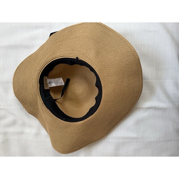 FURTALK Wide Brim UPF 50+ Sun Protection Straw Hat In Tan With Black Ribbon Sz L - Picture 5 of 8